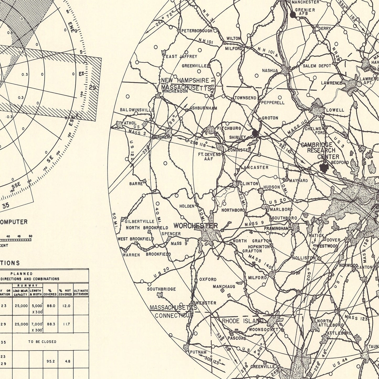 Vintage Map of Cambridge Research Center Vicinity, Massachusetts, 1952
