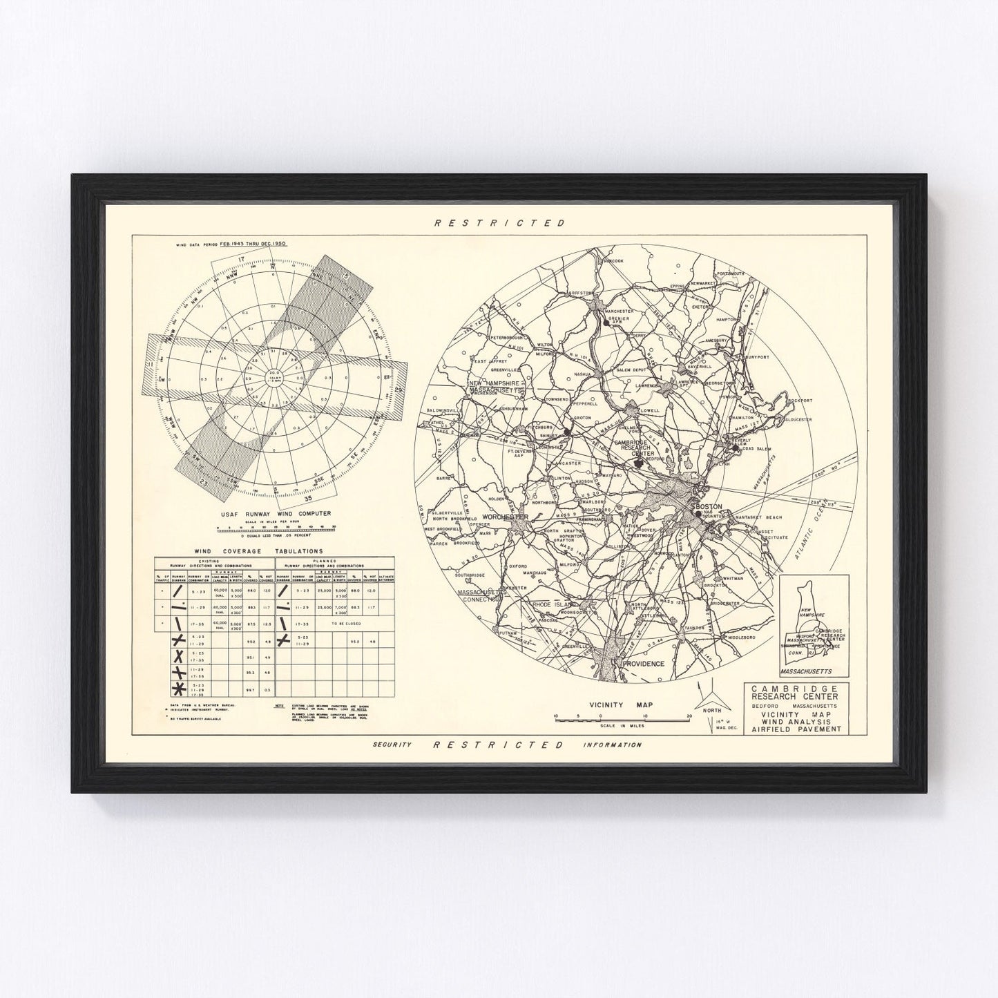 Vintage map of Cambridge Research Center vicinity, Massachusetts, 1952
