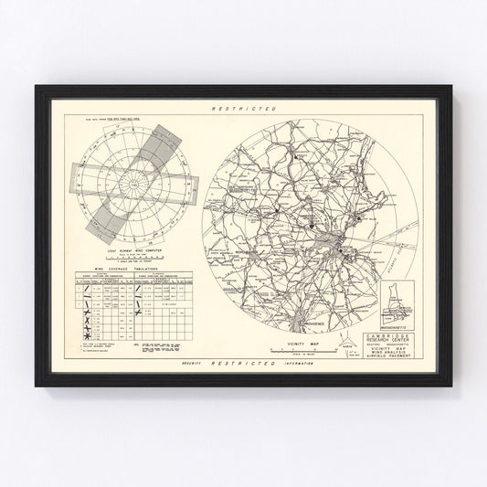 Vintage map of Cambridge Research Center vicinity, Massachusetts, 1952