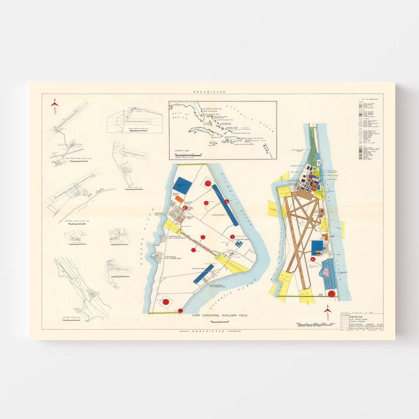 Vintage Map of Patrick Air Force Base, Florida, 1952
