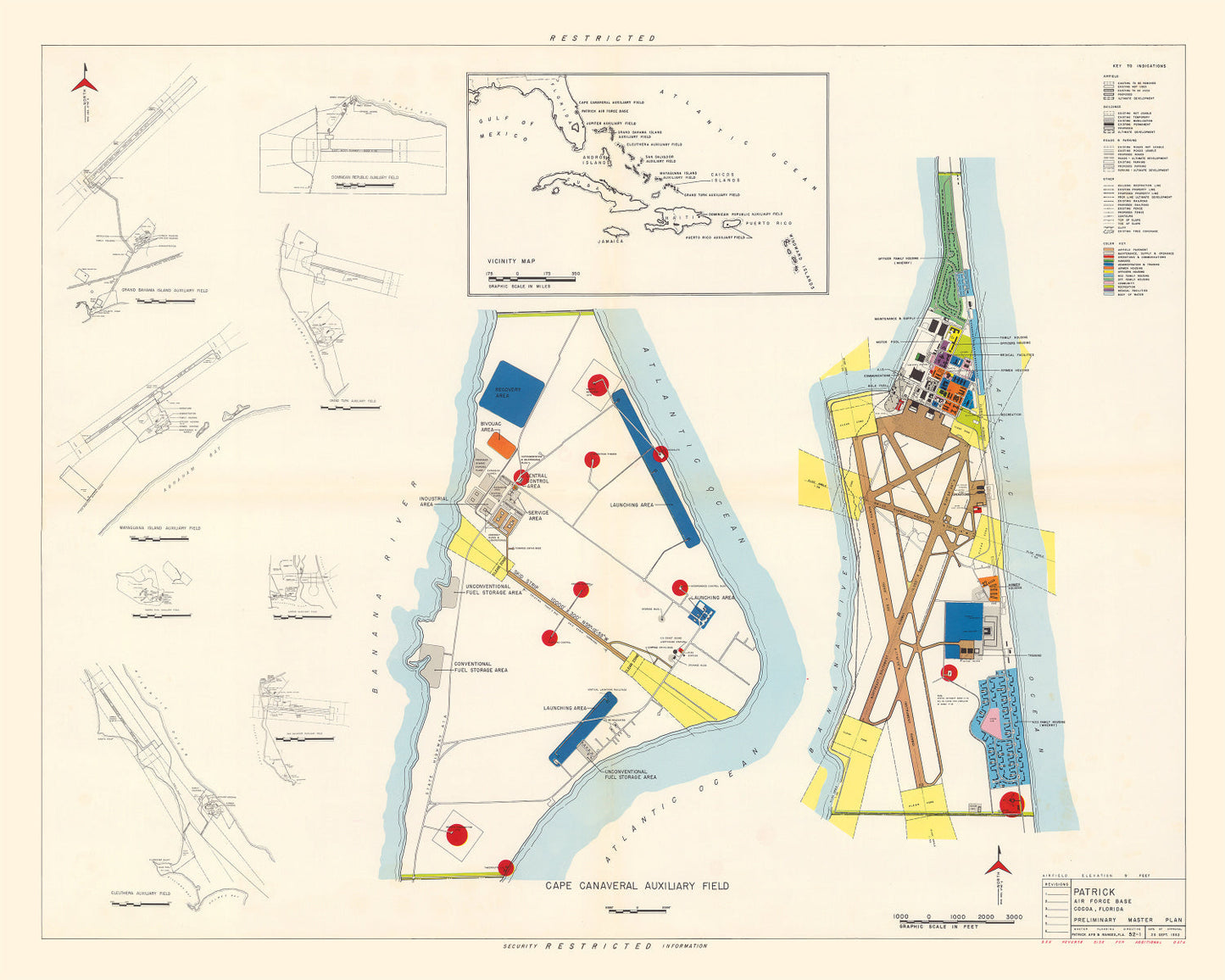 Vintage Map of Patrick Air Force Base, Florida, 1952