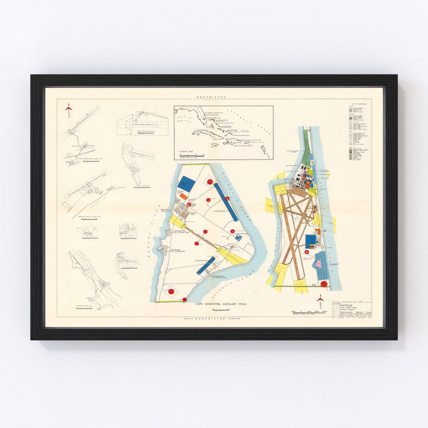 Vintage map of Patrick Air Force Base, Florida, 1952