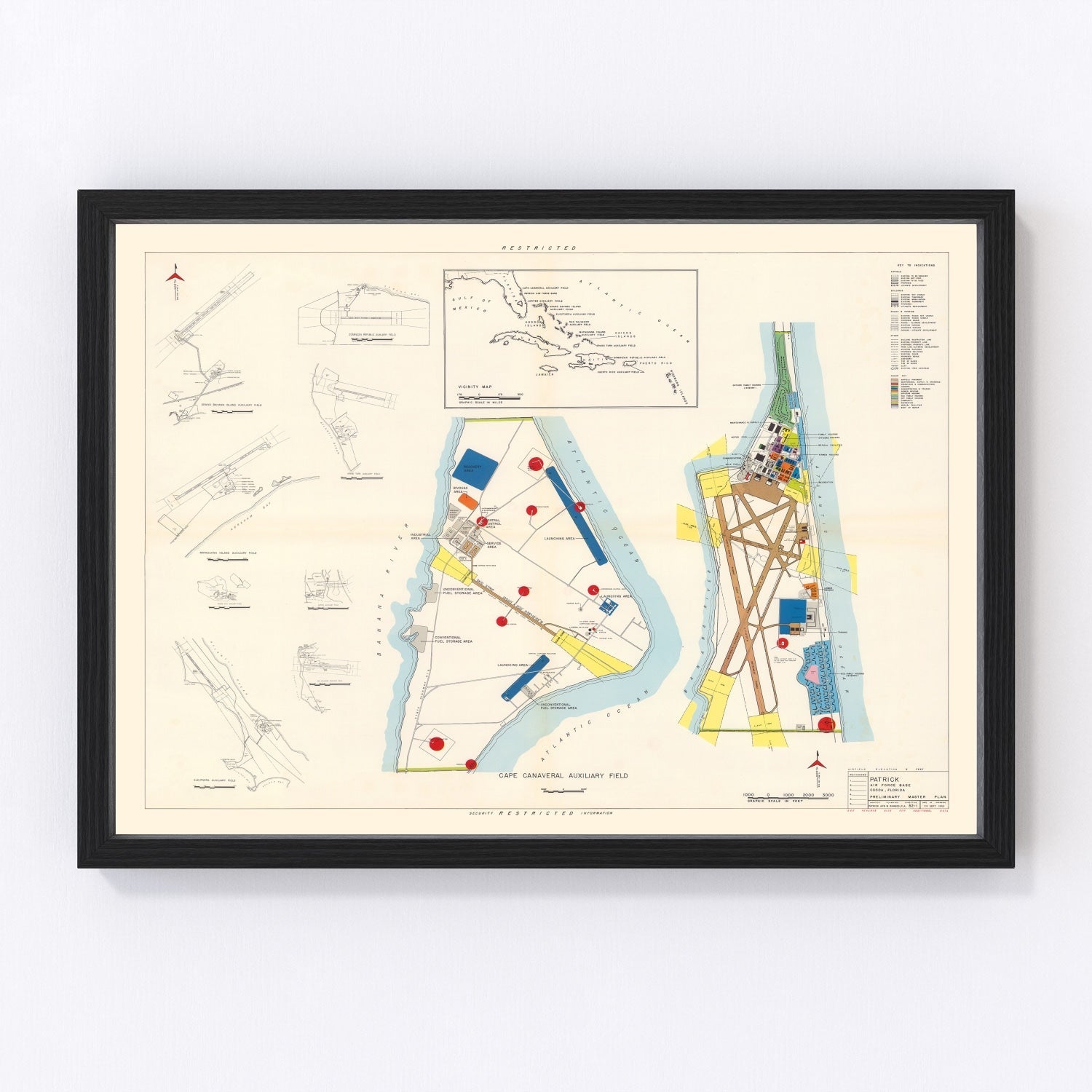Vintage map of Patrick Air Force Base, Florida, 1952
