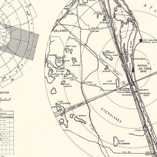 Vintage Map of Patrick Air Force Base Vicinity, Florida, 1952