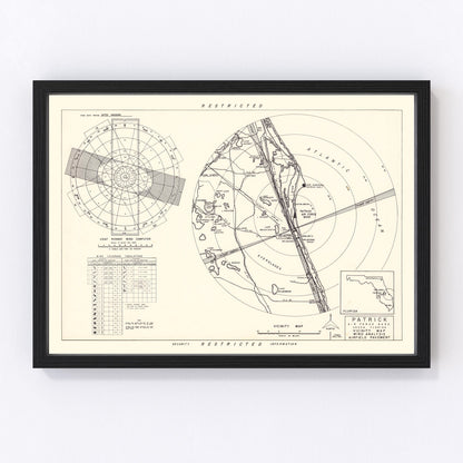 vintage map of Patrick Air Force Base vicinity, Cape Canaveral, Florida, 1952