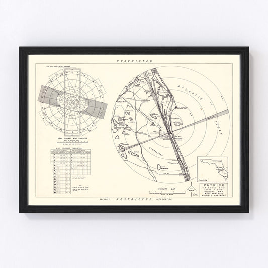 vintage map of Patrick Air Force Base vicinity, Cape Canaveral, Florida, 1952