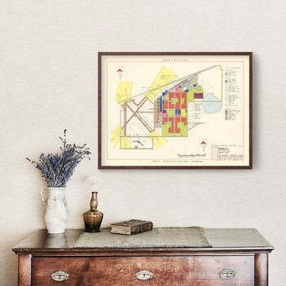 Vintage Amarillo Air Force Base, Texas Map, 1952