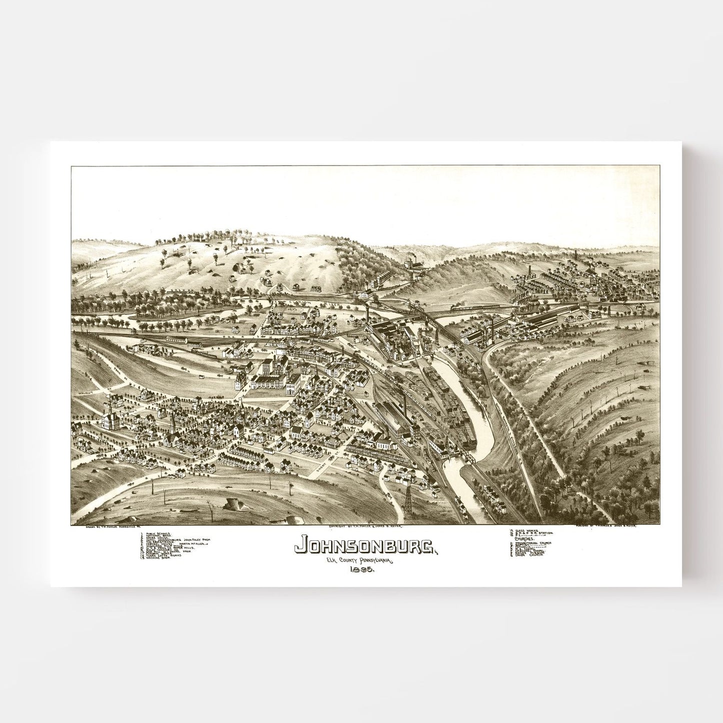 Vintage Map of Johnsonburg, Pennsylvania, 1895