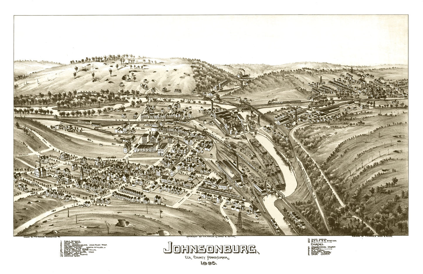 Vintage Map of Johnsonburg, Pennsylvania, 1895