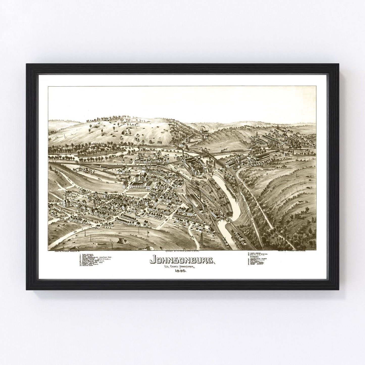 Vintage map of Johnsonburg, Pennsylvania, 1895
