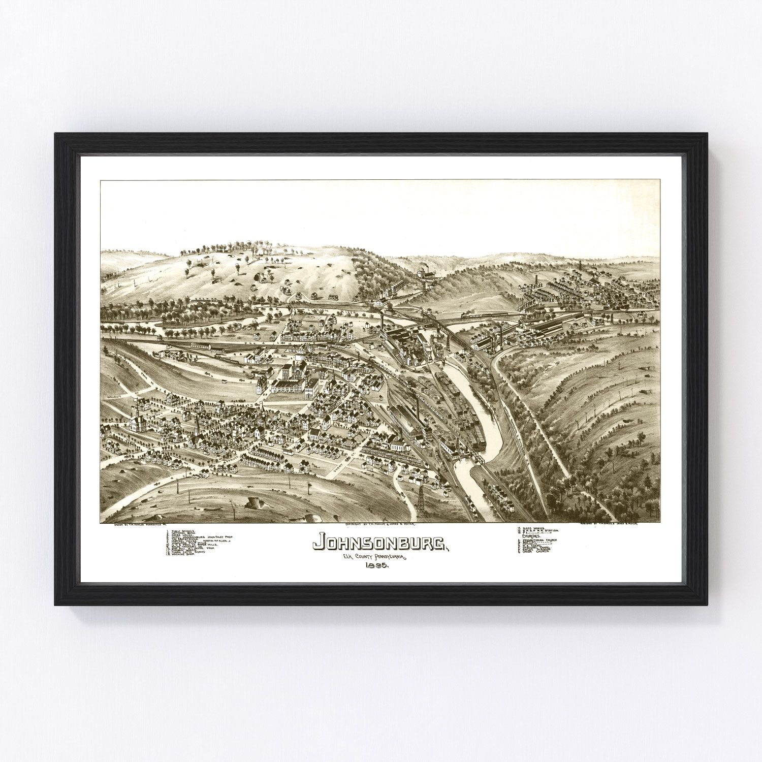 Vintage map of Johnsonburg, Pennsylvania, 1895