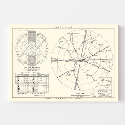 Vintage Map of Amarillo Air Force Base Vicinity, Texas, 1952