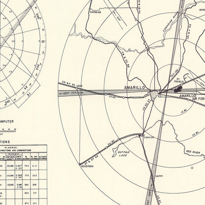 Vintage Map of Amarillo Air Force Base Vicinity, Texas, 1952