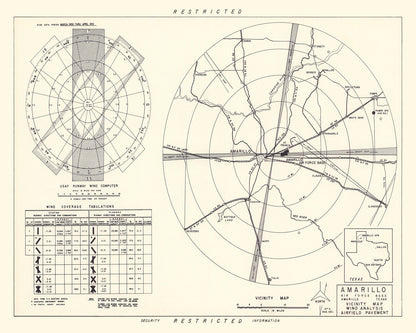 Vintage Map of Amarillo Air Force Base Vicinity, Texas, 1952