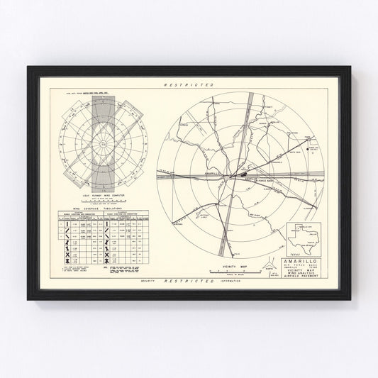 Vintage map of Amarillo Air Force Base vicinity, Texas, 1952