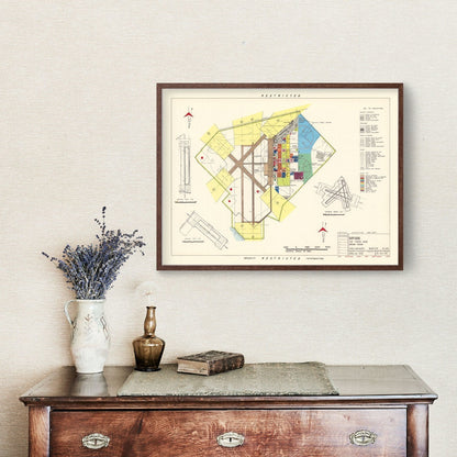 Vintage Map of Bryan Air Force Base, Texas 1951 Wall Art