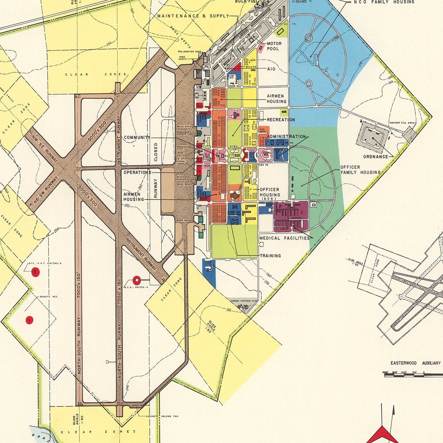 Vintage Map of Bryan Air Force Base, Texas 1951 Wall Art