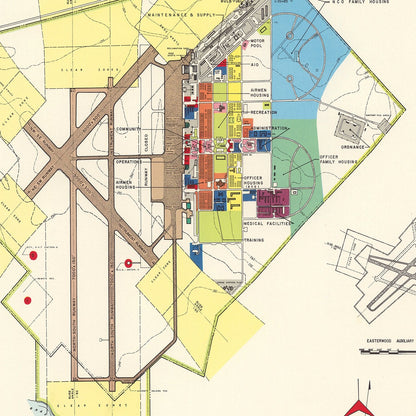 Vintage Map of Bryan Air Force Base, Texas 1951 Wall Art