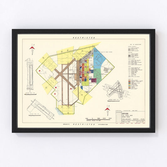 Vintage map of Bryan Air Force Base, Texas, 1951 - digitally restored cartographic print