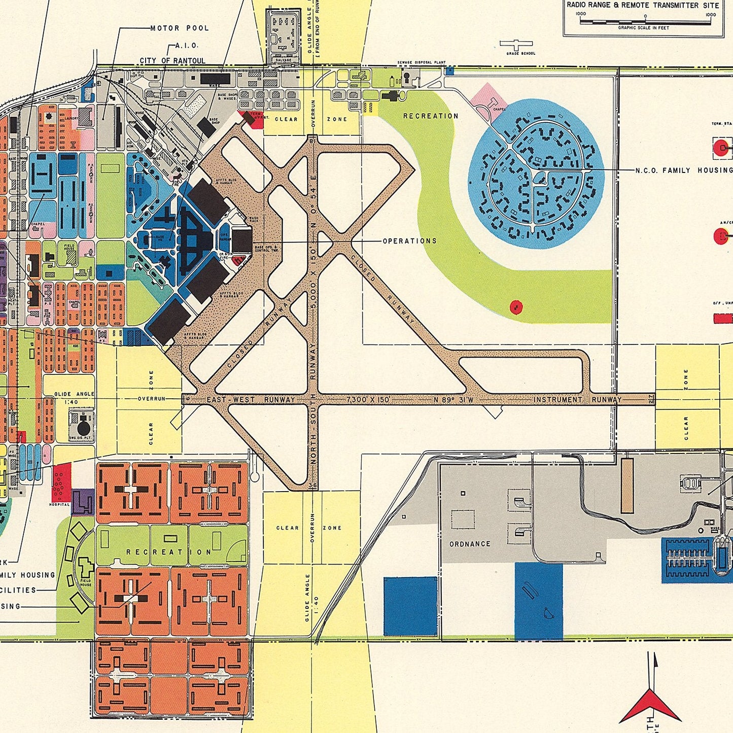 Vintage Map of Chanute Air Force Base, 1951 Wall Art