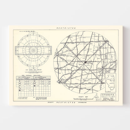 Vintage Map of Chanute Air Force Base Vicinity, Illinois 1951