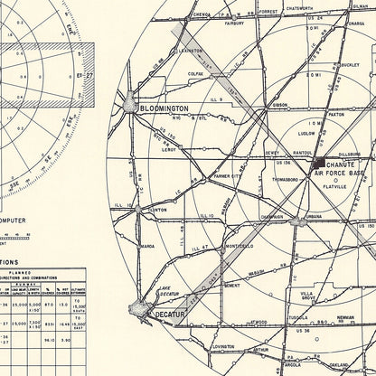 Vintage Map of Chanute Air Force Base Vicinity, Illinois 1951