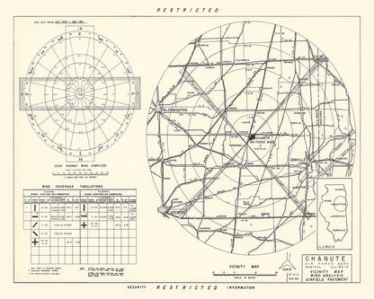 Vintage Map of Chanute Air Force Base Vicinity, Illinois 1951