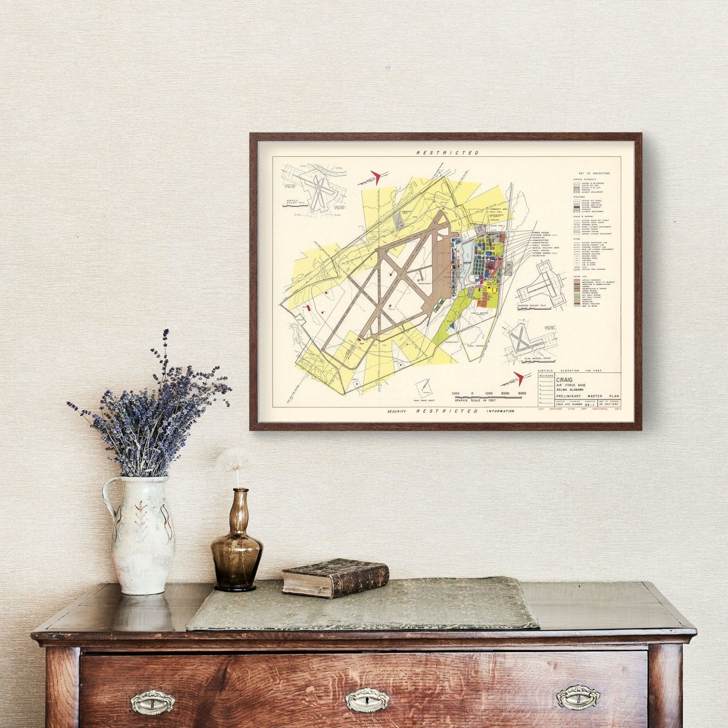 Vintage Map of Craig Air Force Base, Alabama 1950