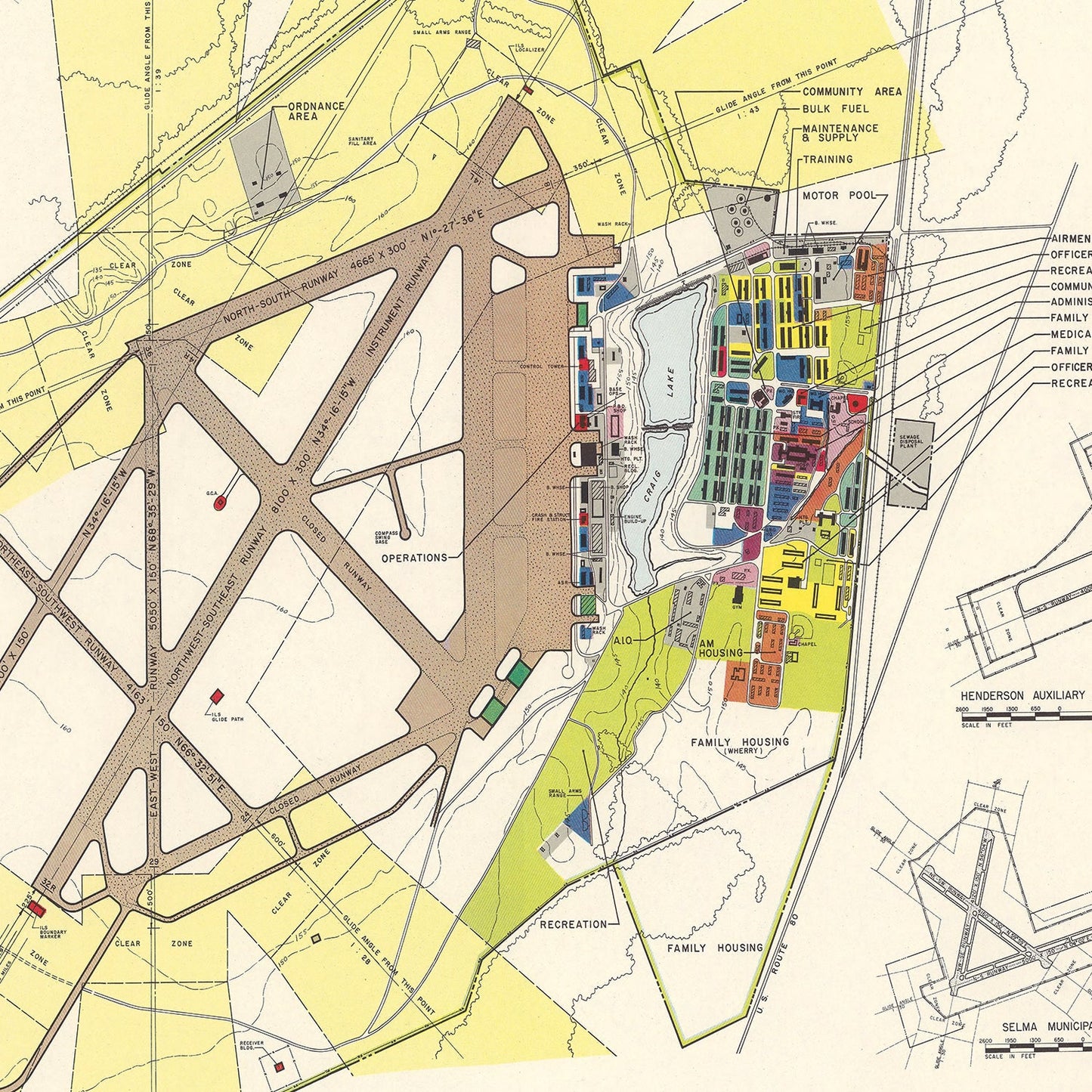 Vintage Map of Craig Air Force Base, Alabama 1950