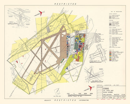 Vintage Map of Craig Air Force Base, Alabama 1950