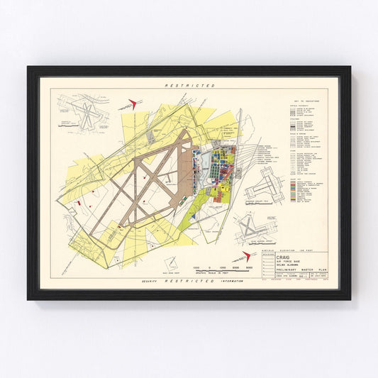 vintage map of Craig Air Force Base, Selma, Alabama, 1950