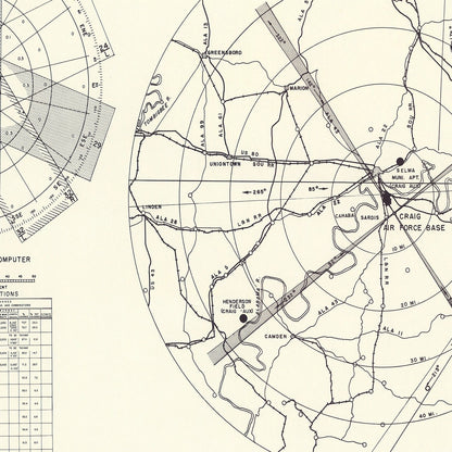 Vintage Map of Craig Air Force Base Vicinity, Alabama 1950