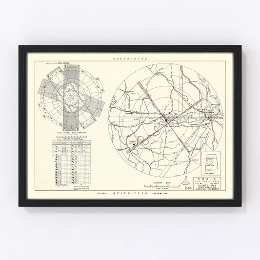 vintage map of Craig Air Force Base vicinity, Selma, Alabama, 1950