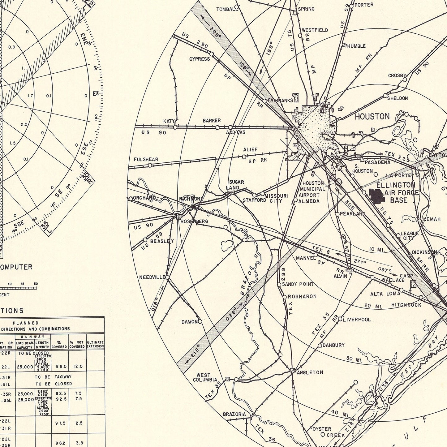 Vintage Map of Ellington Air Force Base Vicinity, 1953