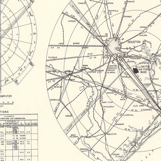 Vintage Map of Ellington Air Force Base Vicinity, 1953