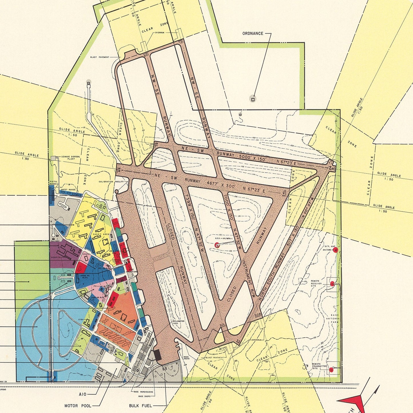 Vintage Map of Foster Air Force Base, Victoria, Texas, 1951