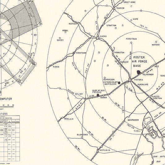 Vintage Map of Foster Air Force Base Vicinity, Texas 1951