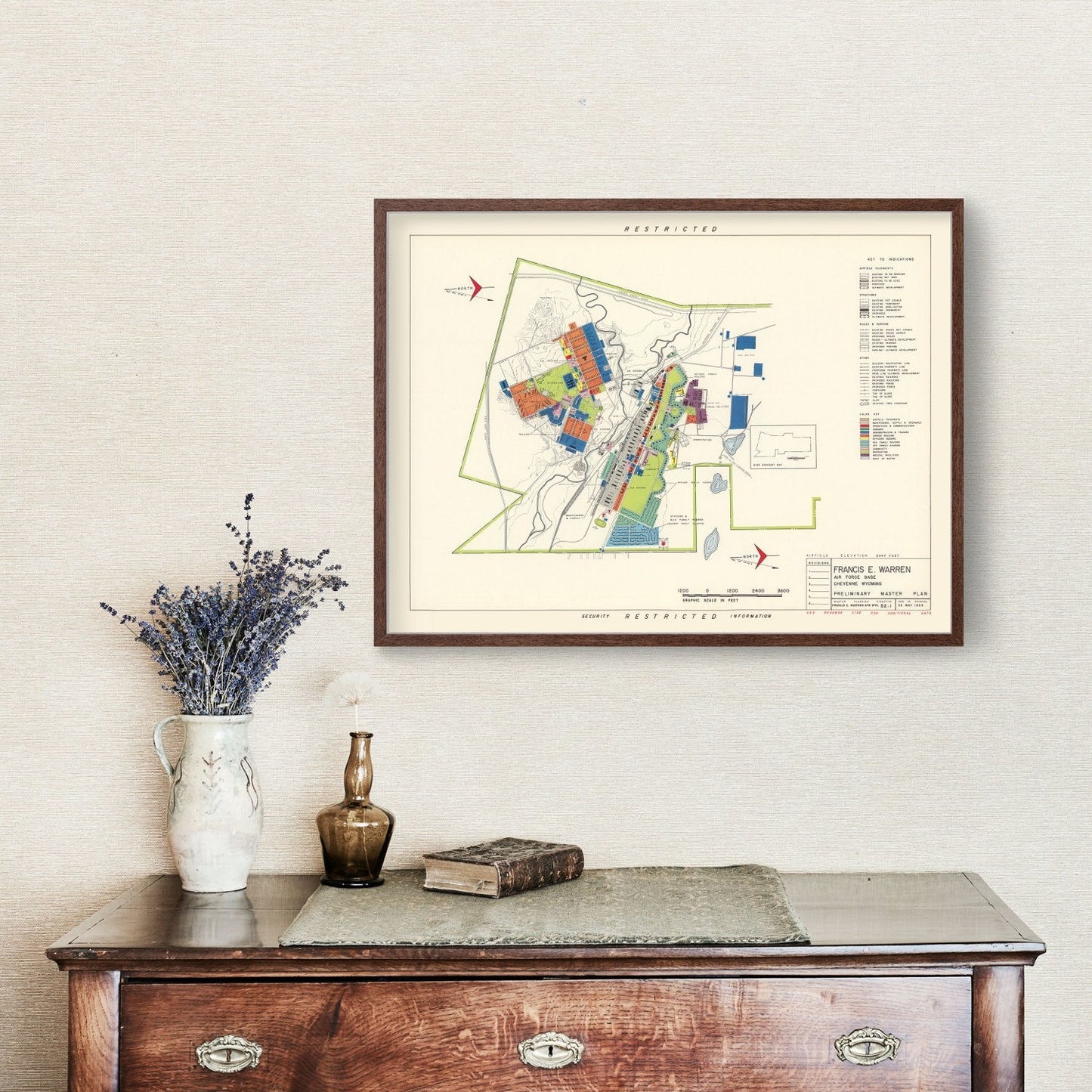 Vintage Map of Cheyenne, Wyoming, 1952