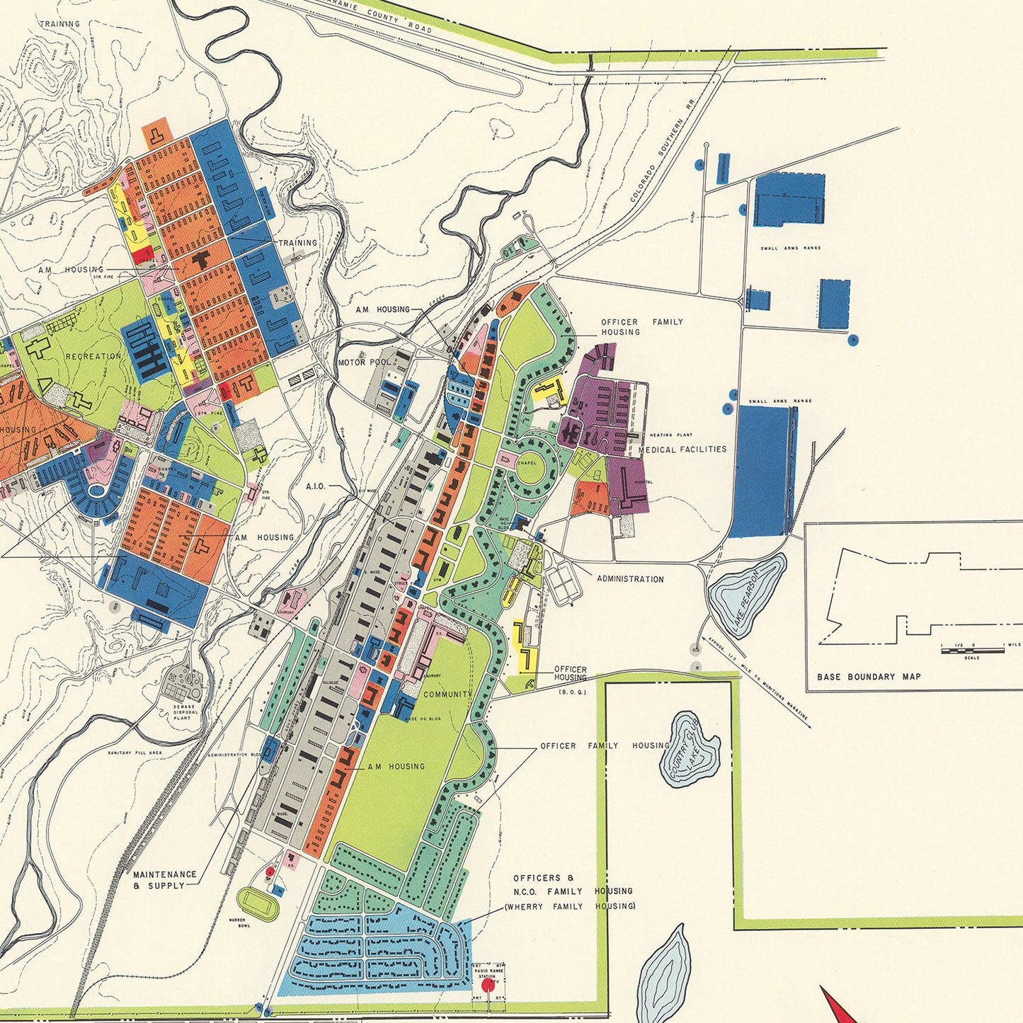 Vintage Map of Cheyenne, Wyoming, 1952