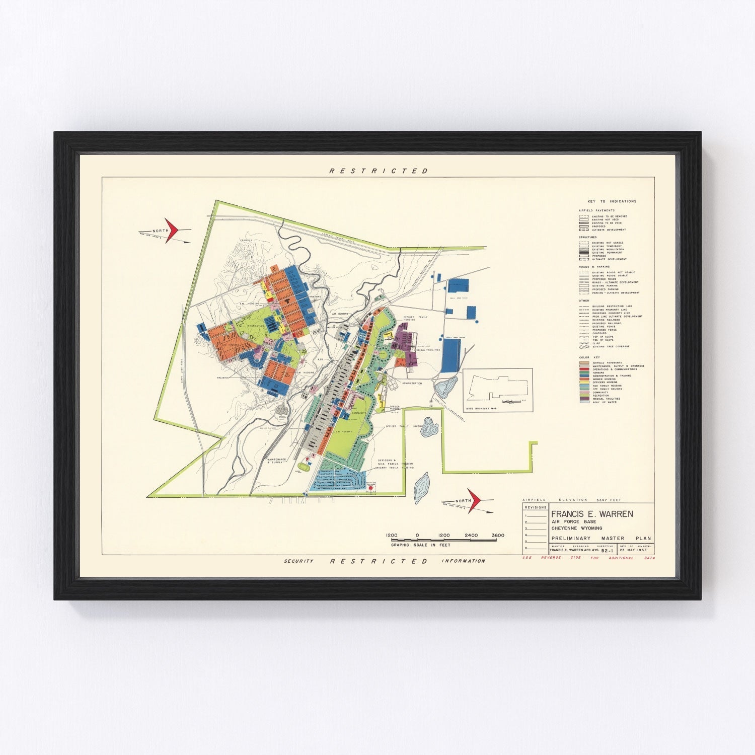 vintage map of Cheyenne, Wyoming, 1952