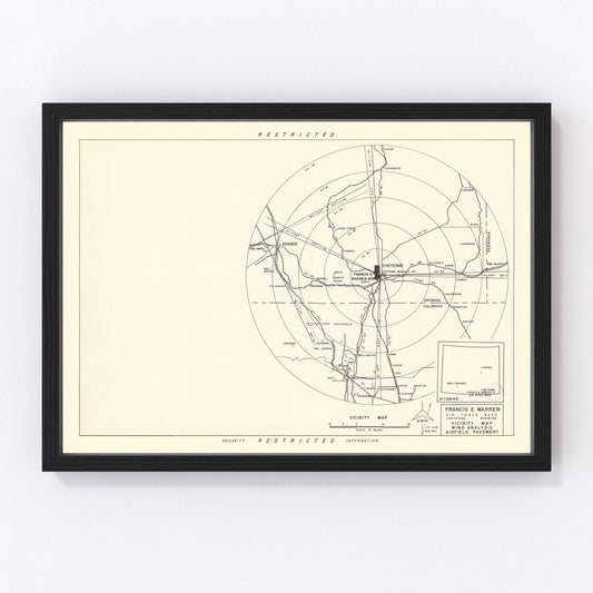 vintage map of Francis E. Warren Air Force Base, Laramie County, Wyoming, 1952