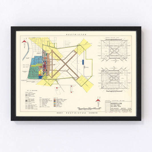 Vintage map of Goodfellow Air Force Base, San Angelo, Texas, 1952