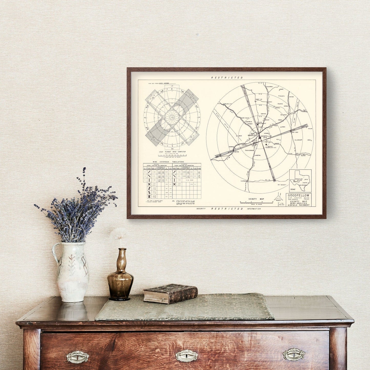 Vintage Map of Goodfellow Air Force Base Vicinity, Texas, 1952
