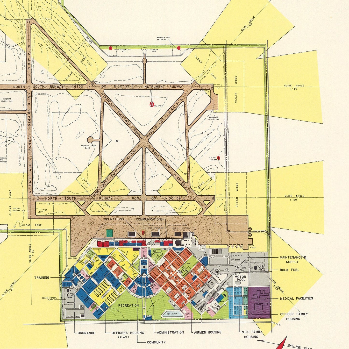 Vintage Map of Harlingen, Texas Air Force Base, 1951