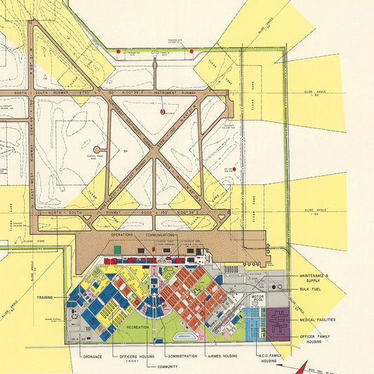 Vintage Map of Harlingen, Texas Air Force Base, 1951