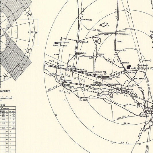 Vintage Map of Harlingen All-Valley Air Force Base Vicinity, Texas, 1951
