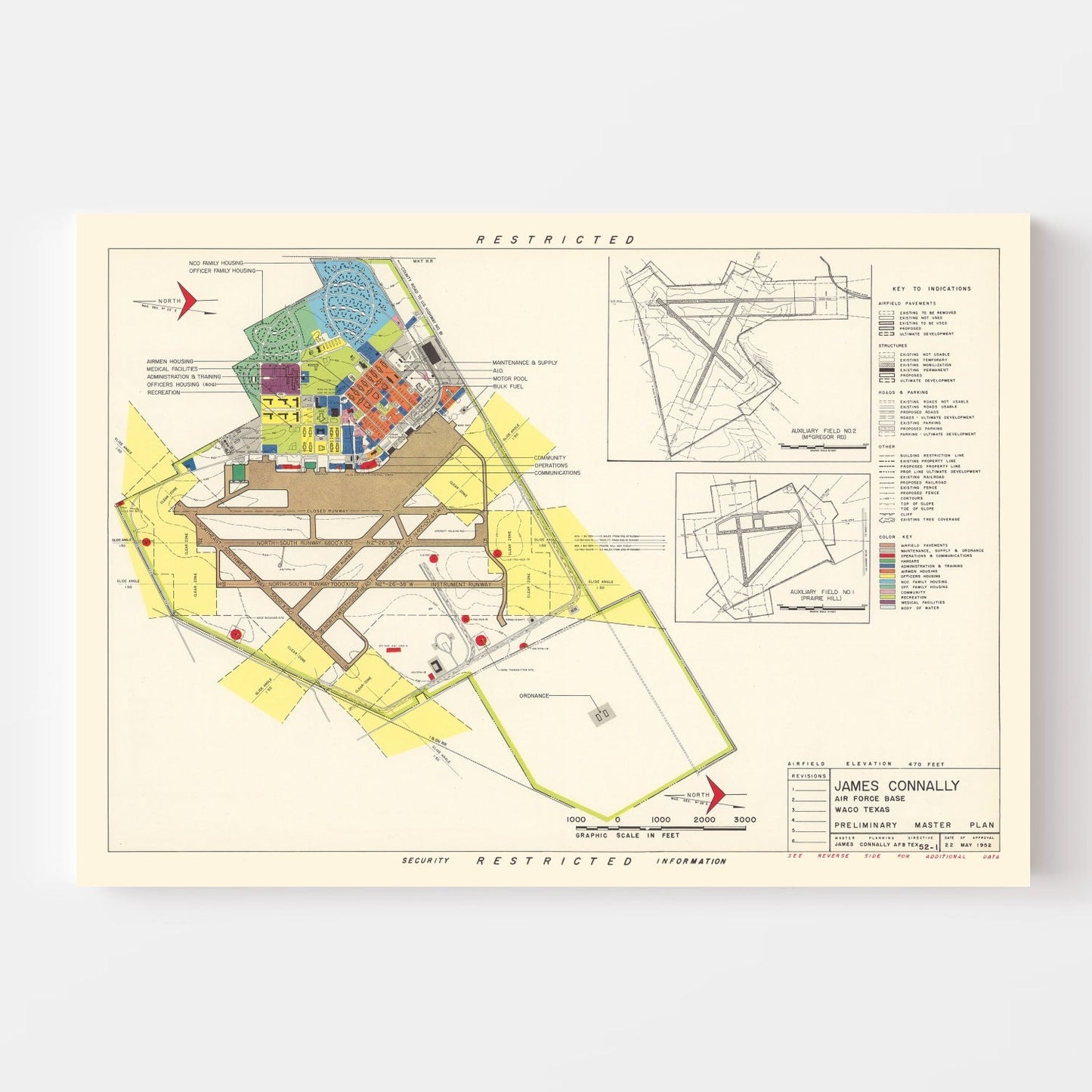 Vintage Map of Waco & James Connally AFB, McLennan County, Texas, 1952