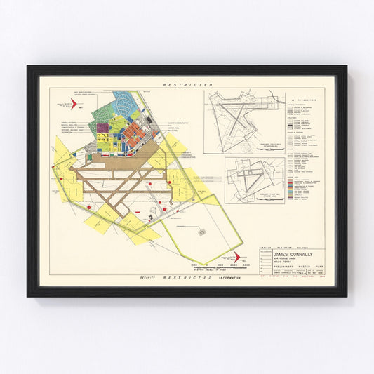 Vintage map of Waco and James Connally AFB, Texas, 1952