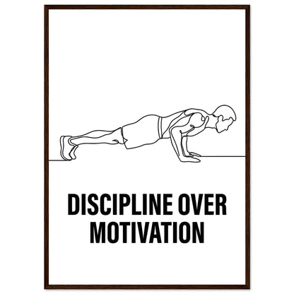 Discipline Over Motivation Poster - Framed Minimalist Line Art - 20x25 cm / 8x10″ - White frame / Ready-to-hang - Sparkycare