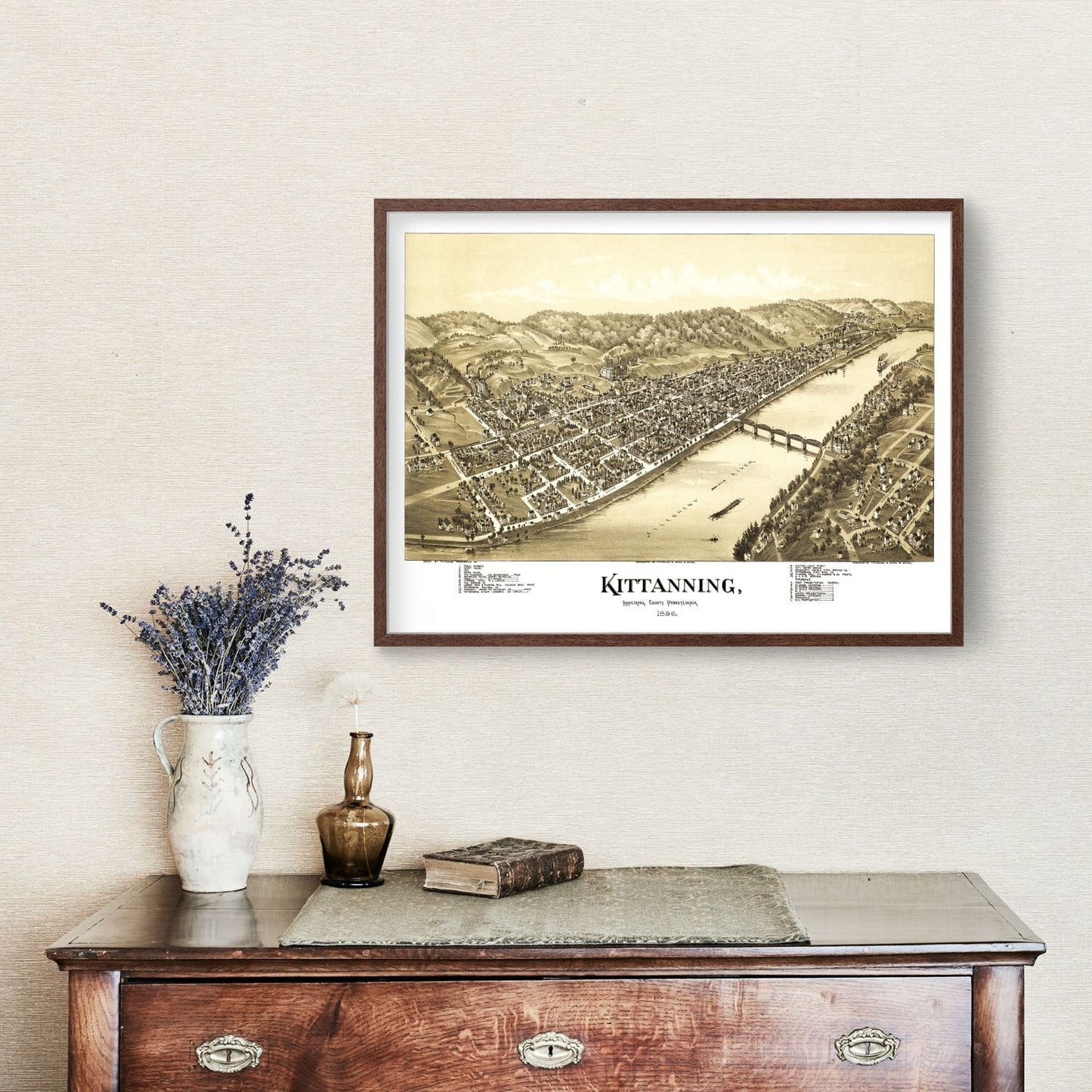 Vintage Map of Kittanning, Armstrong County, Pennsylvania, 1896